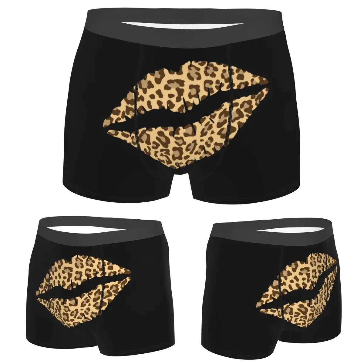 

Boxer Underpants Shorts Leopard Print Lips Panties Men's Comfortable Underwear for Homme Man Boyfriend Gifts