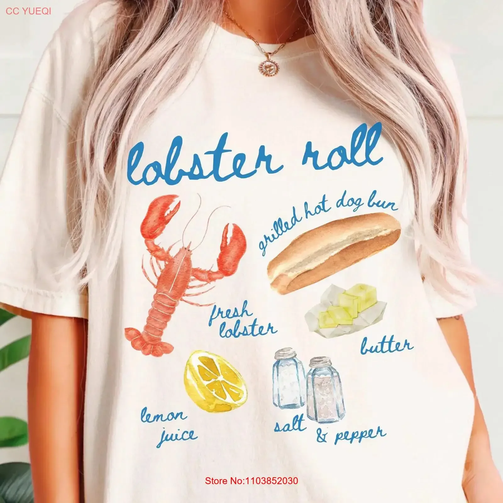 Camiseta Lobster Roll, diseño de marisco, animal marino, estilo retro, estética de pescador, vintage, con efecto lavado, estilo masculino