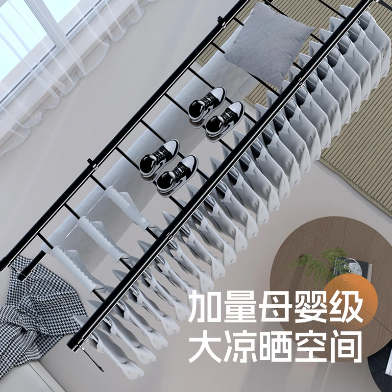 Lifting drying rack hand crank balcony indoor drying rod automatic top installation manual drying rack