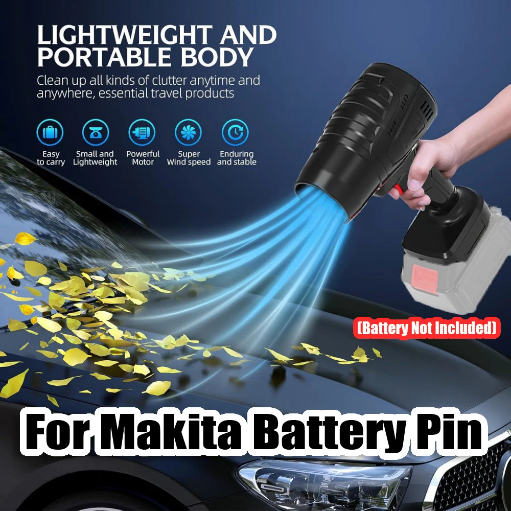 Wiatraki akumulatorowe Thrust Cordless Turbo Fan o mocy 500g, 400000 obr./min, elektryczne ręczne wiatraki strumieniowe do usuwania śniegu, liści i kurzu, kompatybilne z akumulatorami Makita.