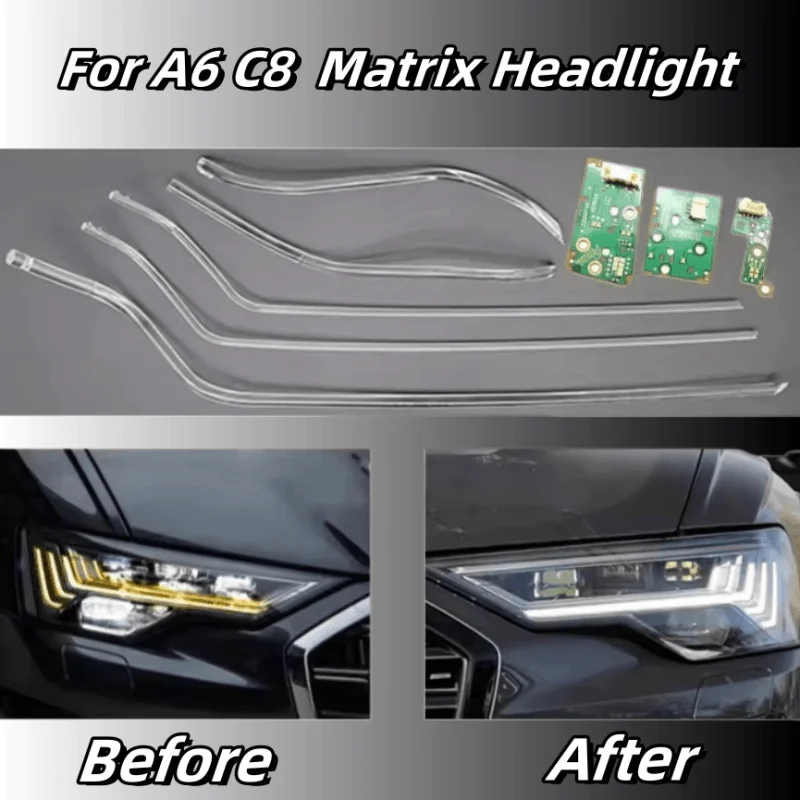 White Light For AUDI A6L C8 2019-2023 Matrix Car Headlight DRL Chips Guide Tube Angel Eyes Daytime Running Chip Ballast Module