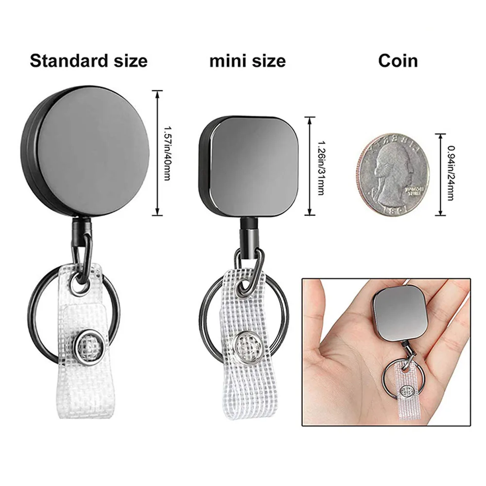 Tag Card Recoil Belt Keychain Tool Square Retractable Office Supplies Keychain Badge Holder Clip Badge Reel Clip Key Ring Clips