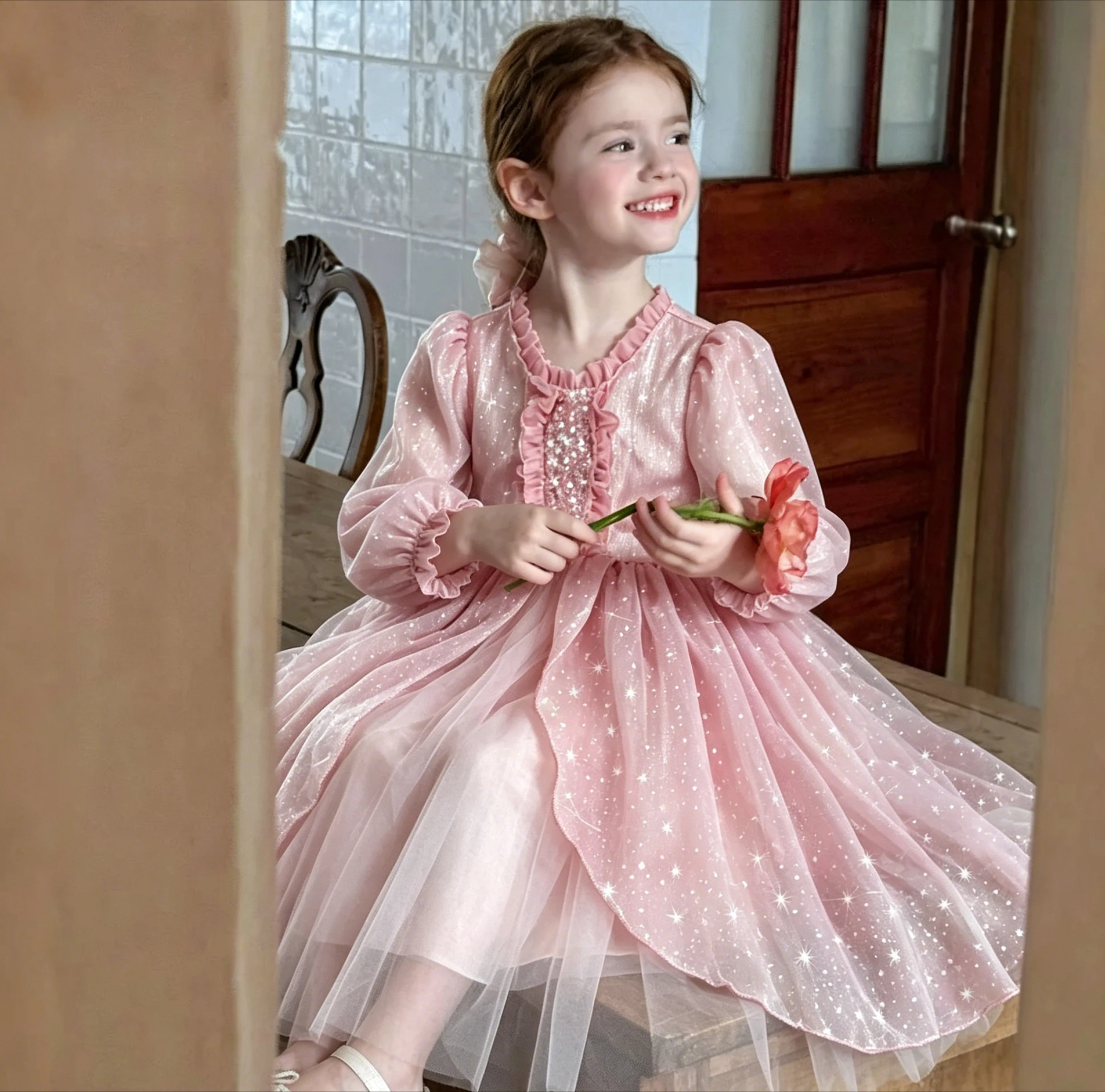 Children Heavy Industry Flower Dress Girls Birthday Banquet Princess Dress Children High End Performance Dress