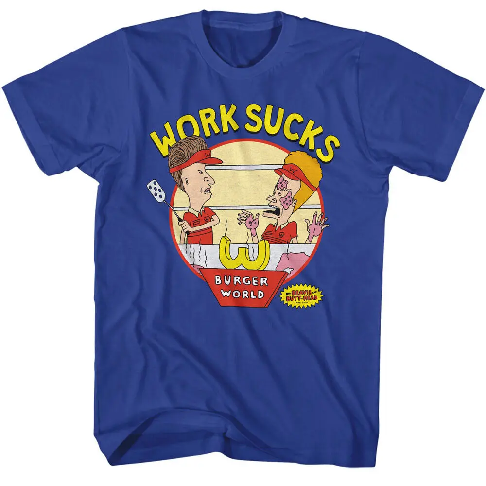 

Mtv Classico Cartoon Beavis E Butthead Burger Mondo Lavoro Sucks Uomo T Shirt