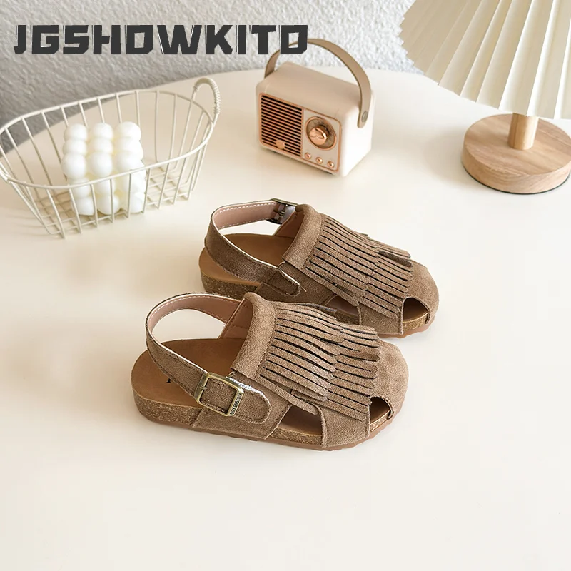 

JGSHOWKITO Summer Anti-Slippery Kids Sandals for Girls Non-Slip Toddler Children Beach Shoes with Cute Tassels Princess Sweet