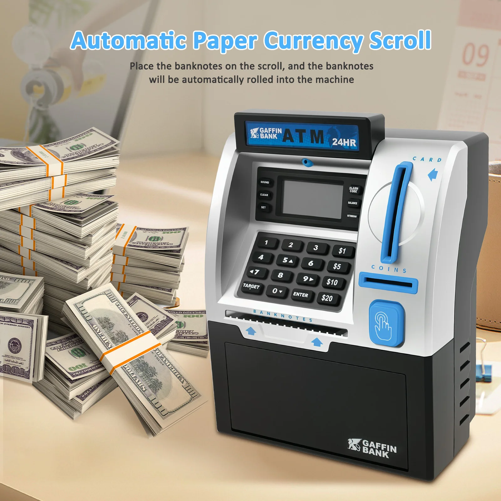 بنك الخنزير الإلكتروني التلقائي عملات آمنة صغيرة النقدية توفير صناديق المال كلمة المرور عداد رمز مفتاح قفل عملة البنك ATM هدايا الطفل #5