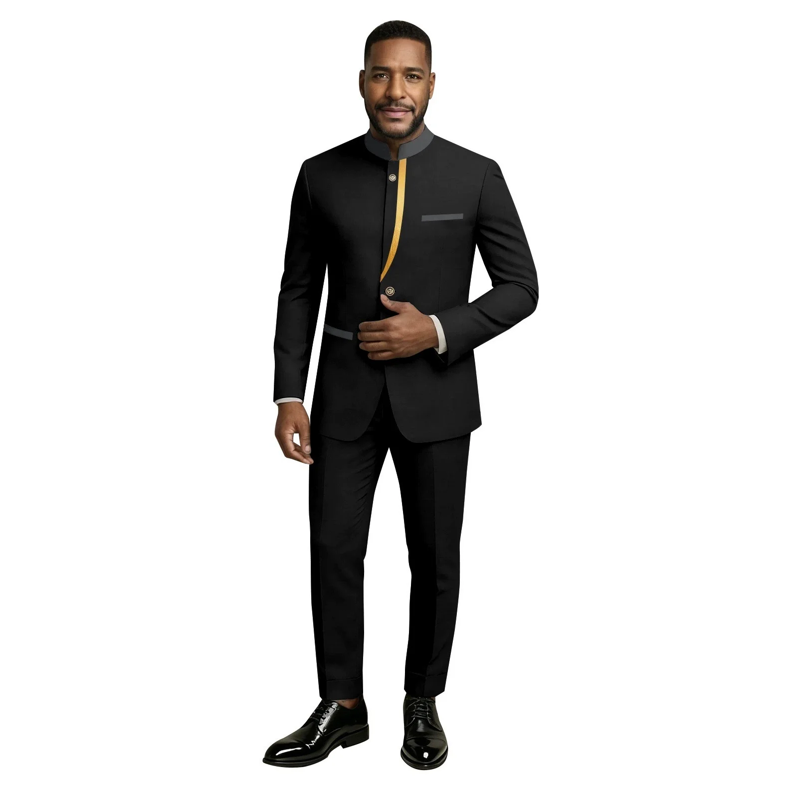 Men's African Traditional Wedding Suit Bazin Riche Attire Custom Business Fashion Jacket Coat Pants Set for Party