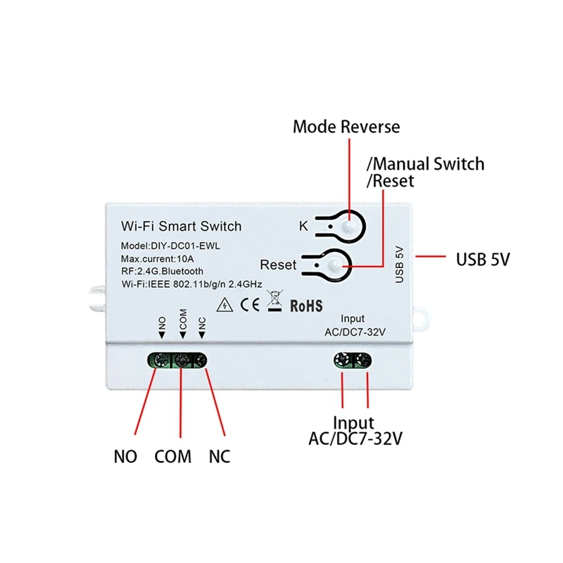 Sakelar cerdas Wifi Timer DIY Ewelink + Remote 1CH 7-32V modul otomatisasi rumah putih untuk Alexa Google Home IFTT