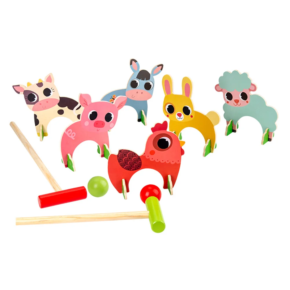 Animal Croquet Toy Wickets Golf Outdoor Toys for Kids Nursery Supplies Recognize Balls Baby