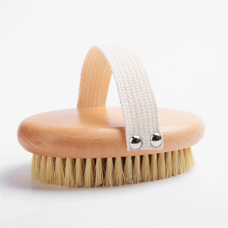 Support Logo 100% Natural Vegan Sisal Bristle Exfoliating Brush Bamboo Wooden Handle Shower Dry Body Skin Bath Brush Tools