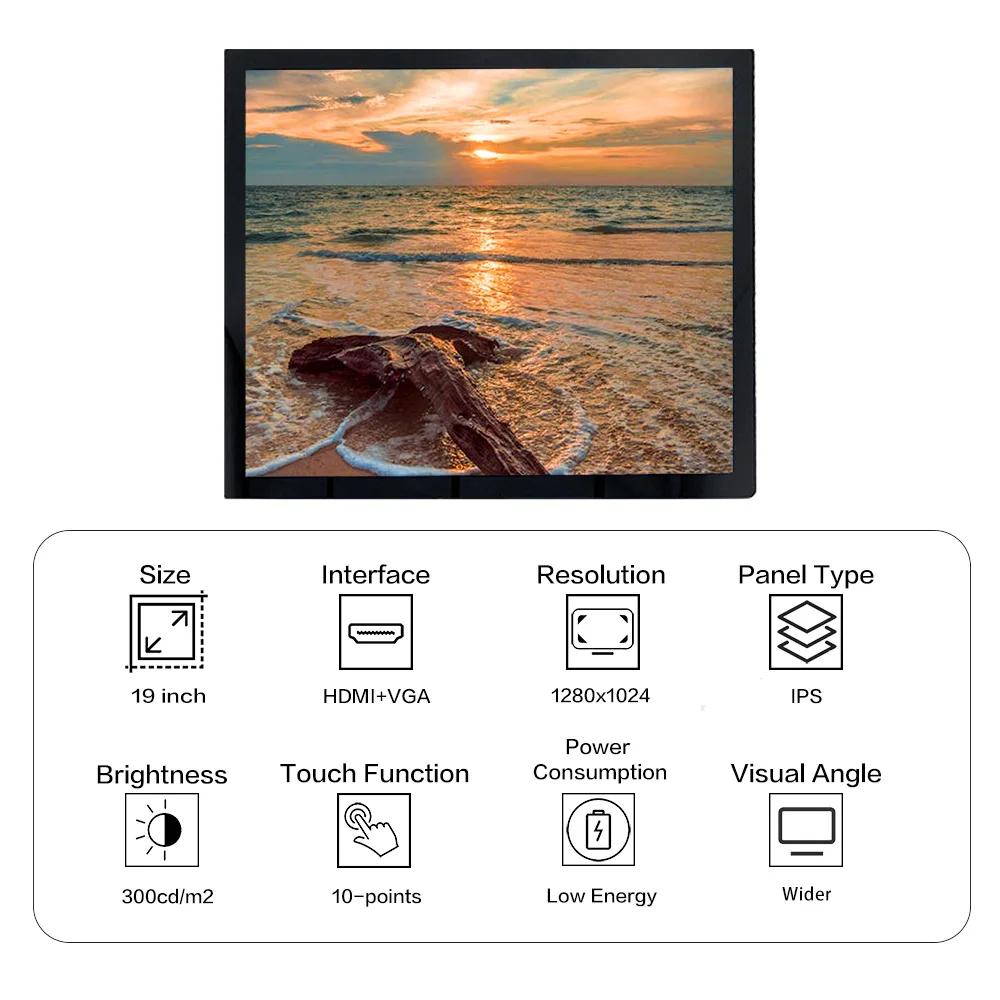 LESOWN modulo Display da 19 pollici Ultra largo originale risoluzione 1280x1024 IPS Touch HDMI VGA LCD Sub schermo secondario per Windows