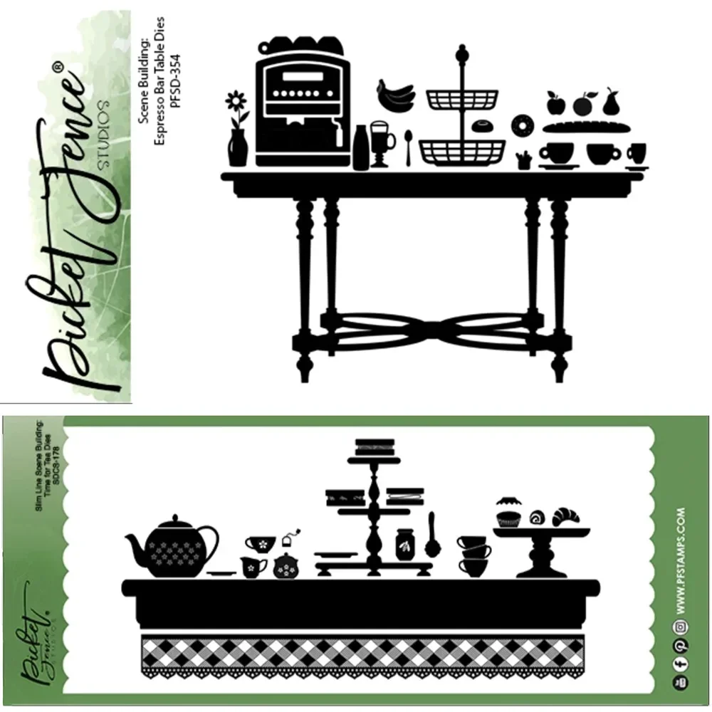 Nice Scene Building Espresso Bar Line Metal Cutting Dies DIY Scrapbooking Photo Album Decorative Embossing PaperCard Crafts