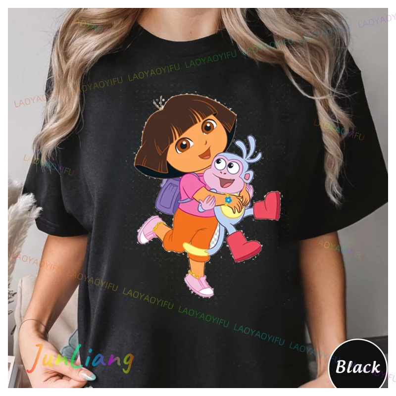 أزياء Harajuku Dora The Explorer لطيف الكرتون نمط تي شيرت للجنسين النساء الرجال تي شيرت مريح شخصية قمم #4