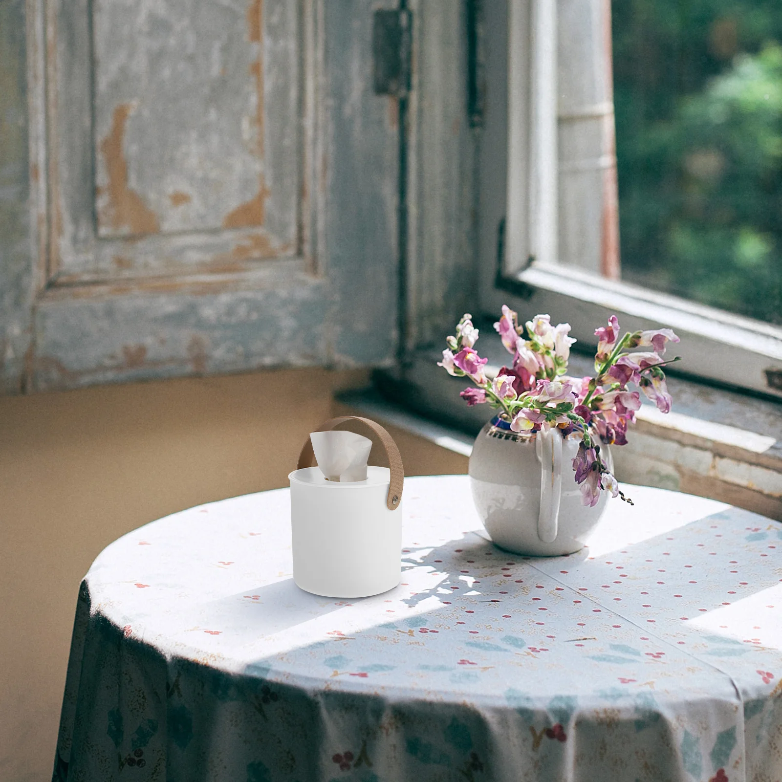 

1pc Round Box Premium Plastic Non-Slip Home Tissue Holder Simple Design Decorative Storage For Living Room Bedroom Bathroom