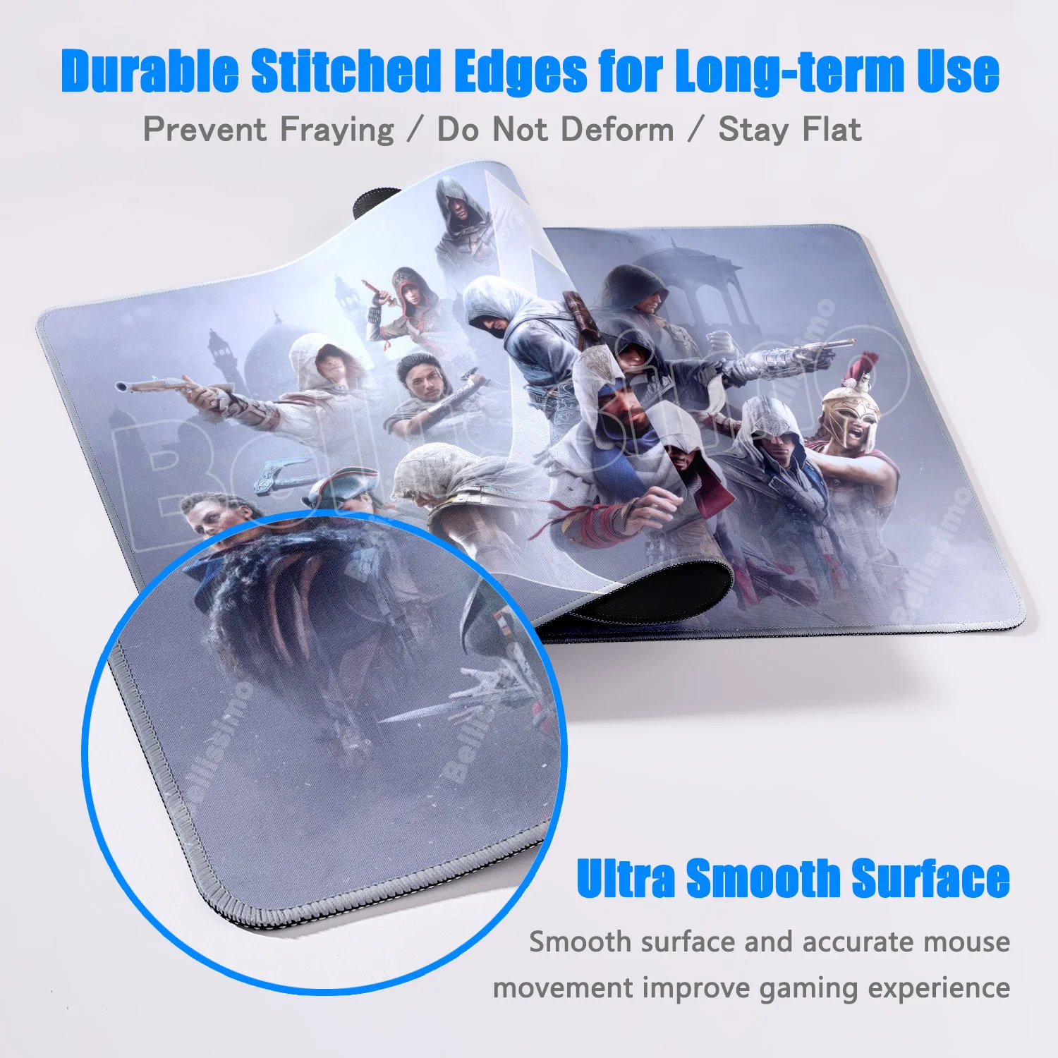 Non Slip Large Gaming Assassins Creed Mousepad PC Accessory Game Mouse Pad Size For E-sports Rubber Keyboards Mat Boyfriend Gift