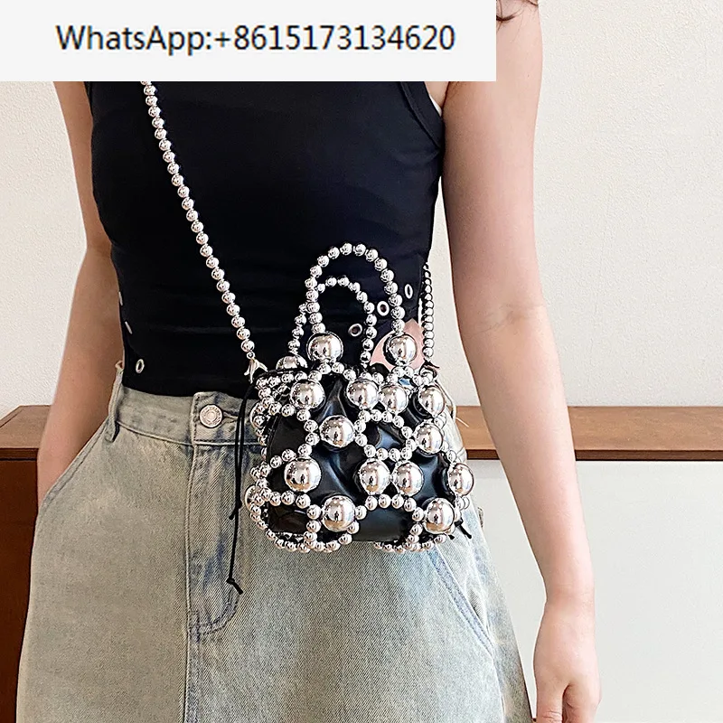 Small Pearl Bag Beaded Summer 2024 New Fashion Hollow One-shoulder Mini  Purses and Handbags