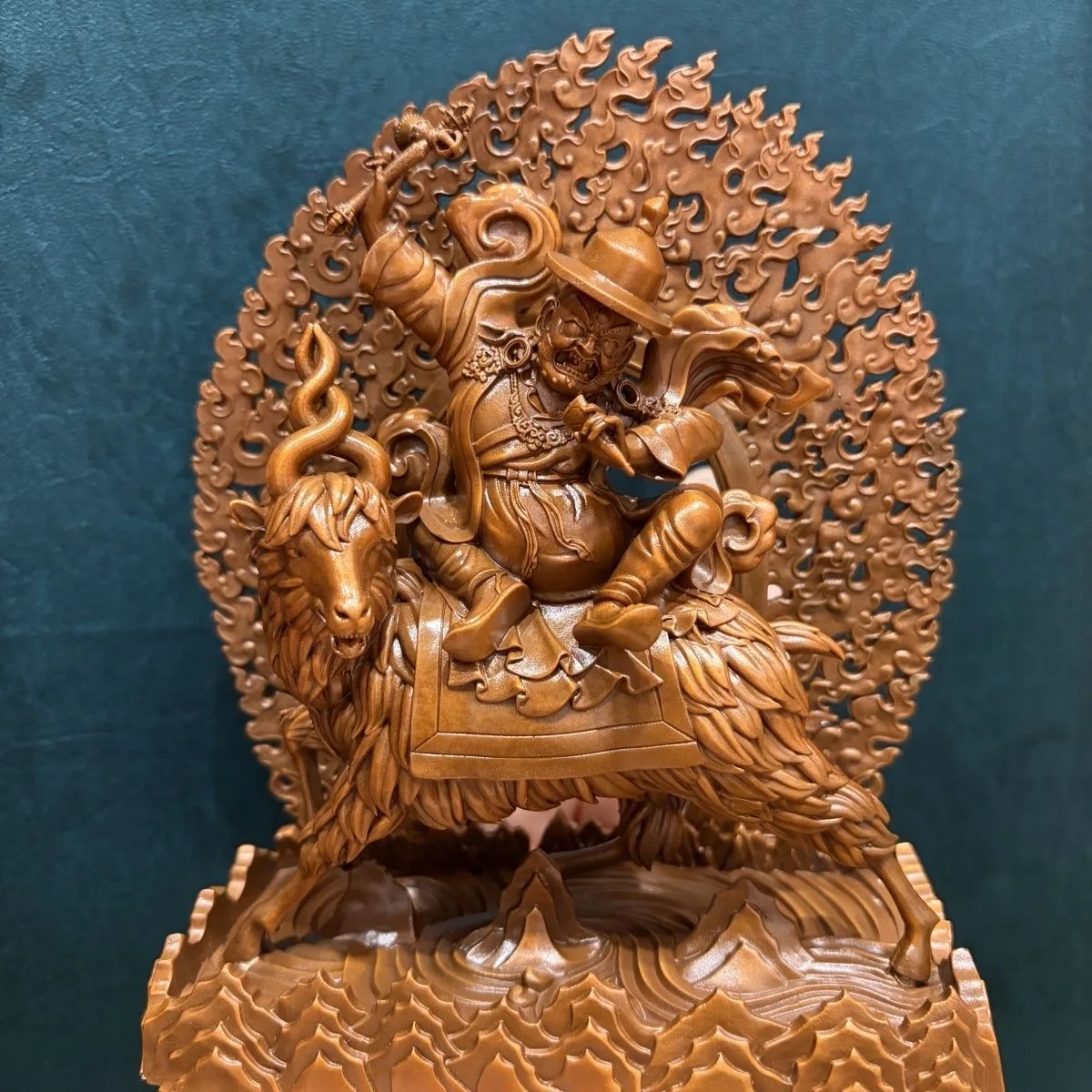 Special offer Exquisite copper carving Damchen Dorje Legpa DAN JIAN Guardian Ningma Buddha statue Buddhist family worship