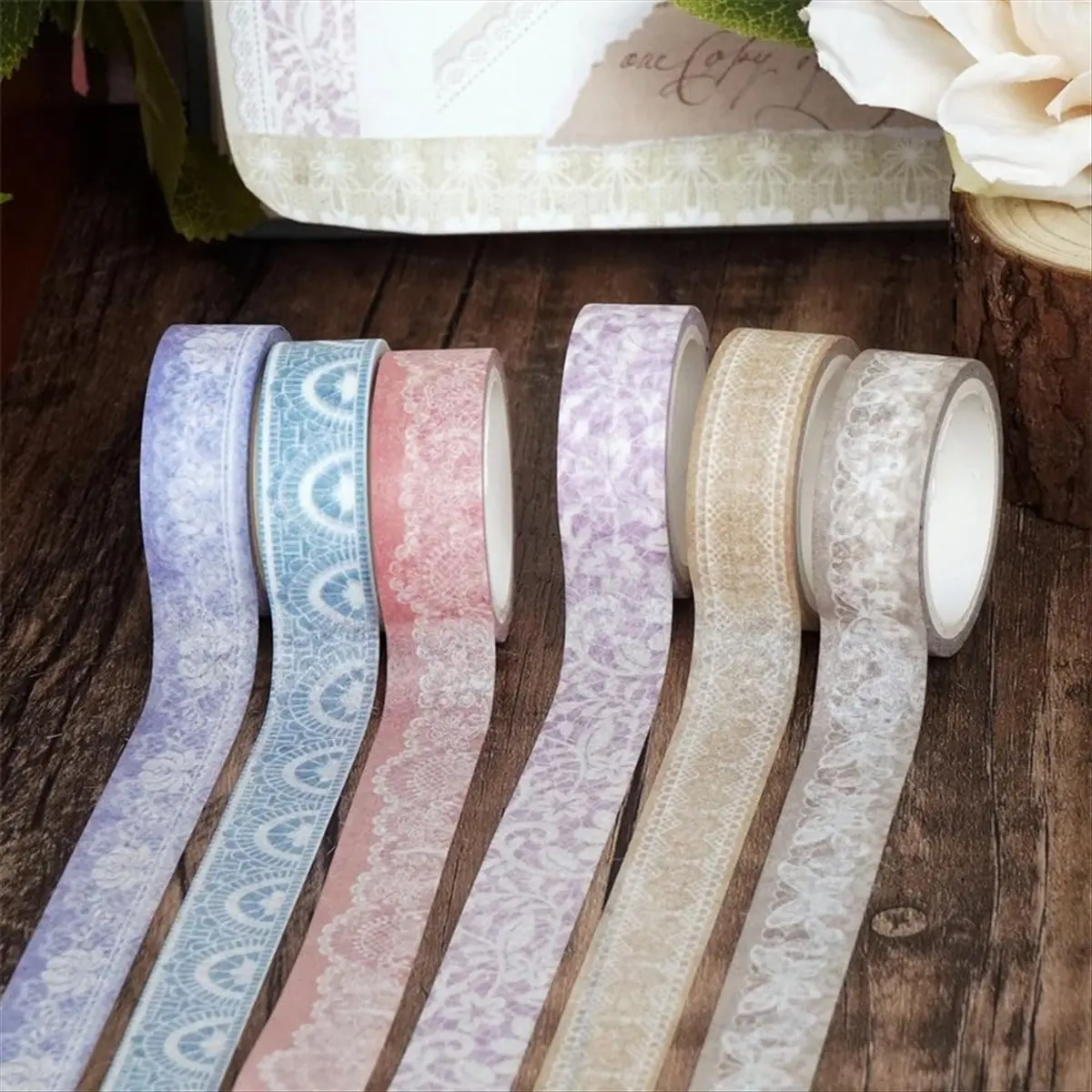 A13M Lace Patterns Washi Tape Set 12 Rolls, Decorative Paper Sticker for Planner Scrapbook Journal DIY Arts Craft view 6