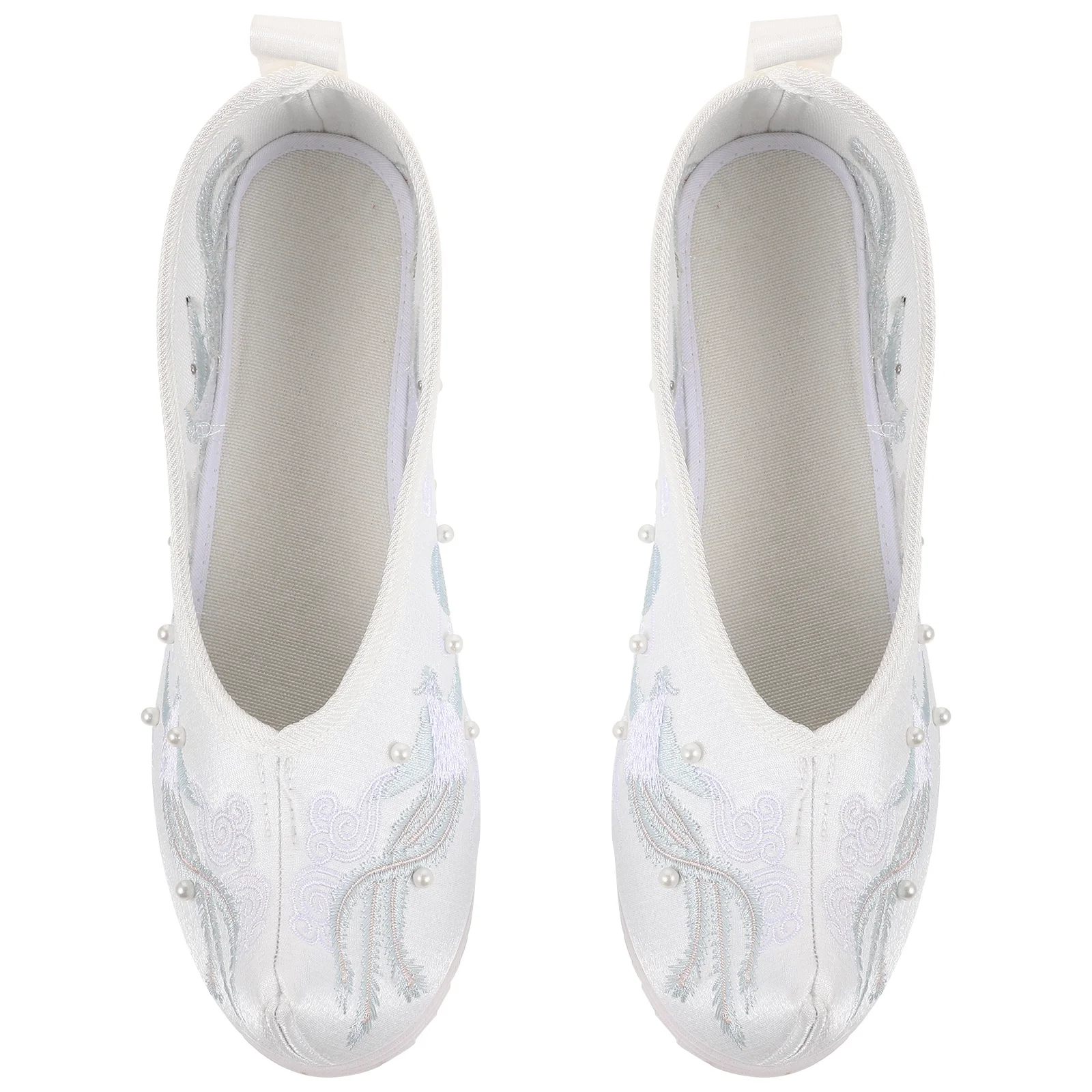 

1Pair Hanfu High Heel Wedding Shoes Bride Embroidered Embroidery Flats Women Chinese Style Size 37 Bride Shoes