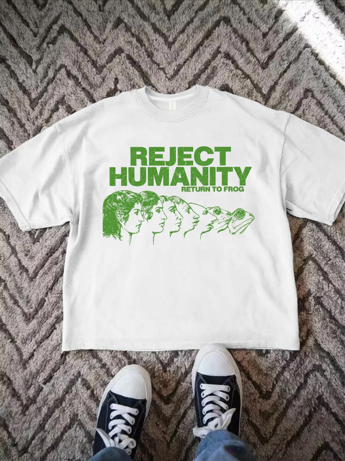 【WZM17572】T-shirt imprimé Evolution of Humanity, T-shirt décontracté à manches courtes pour femmes, haut tendance pour l'été