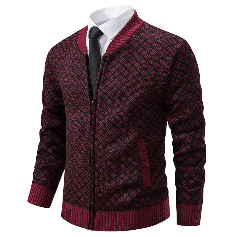 Cárdigan informal para hombre, abrigos de cuello alto, suéteres cálidos más gruesos de lana, prendas de vestir ajustadas, otoño e invierno, nuevo