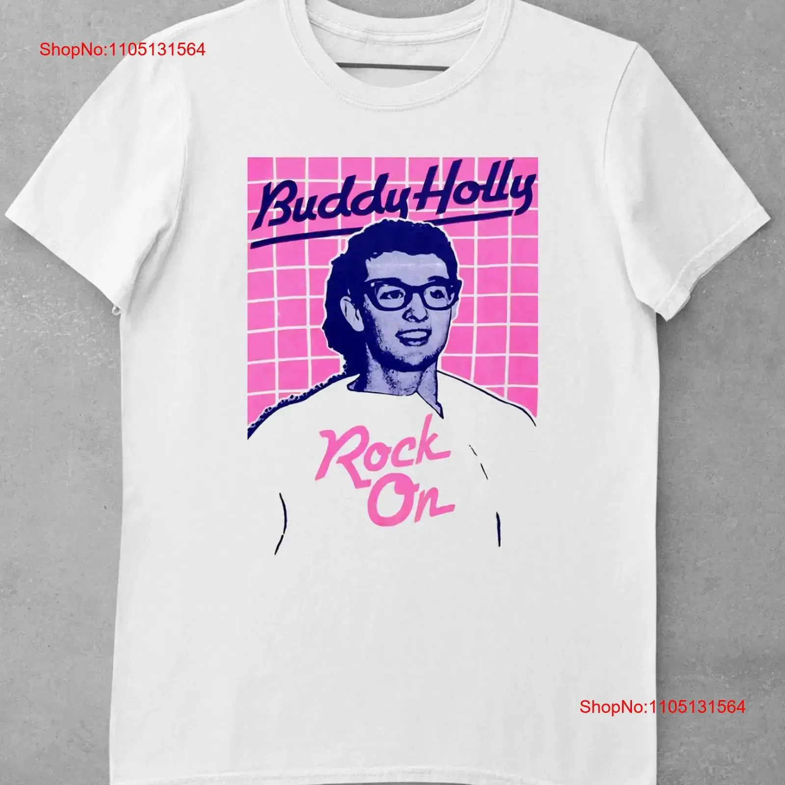Buddy Holly T Shirt Rock On Pink Love White Full Size S 234XL  vintage Washed Casual Breathable homme fashion