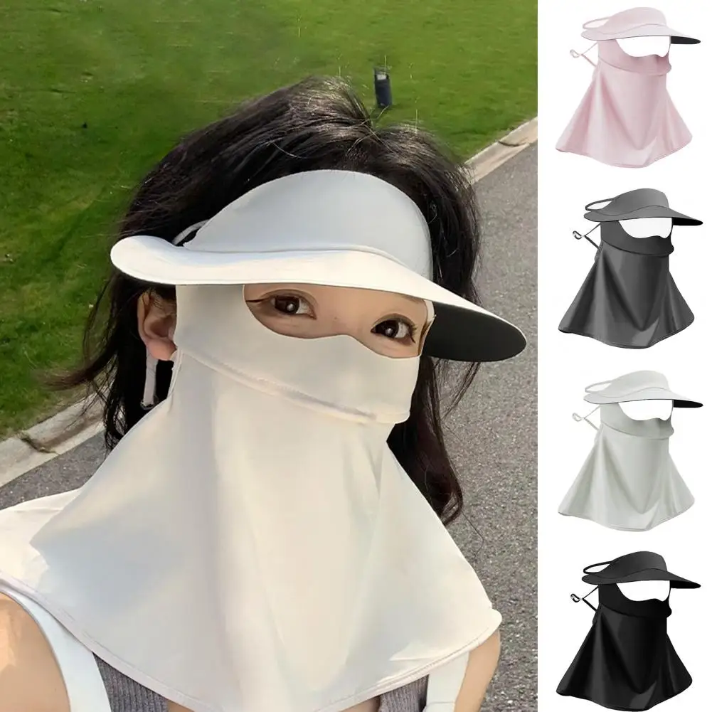 Foldable Beach Hat Breathable Sun Hat with Face Guard for Beach Foldable Ice Silk Hat Quick drying Solid Color Summer