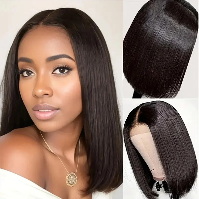 Cheap Short Bob Wigs Human Hair Lace Front Wigs For Black Women Wholesale Raw Indian Remy Pre Plucked Straight Hair Wig Vendor