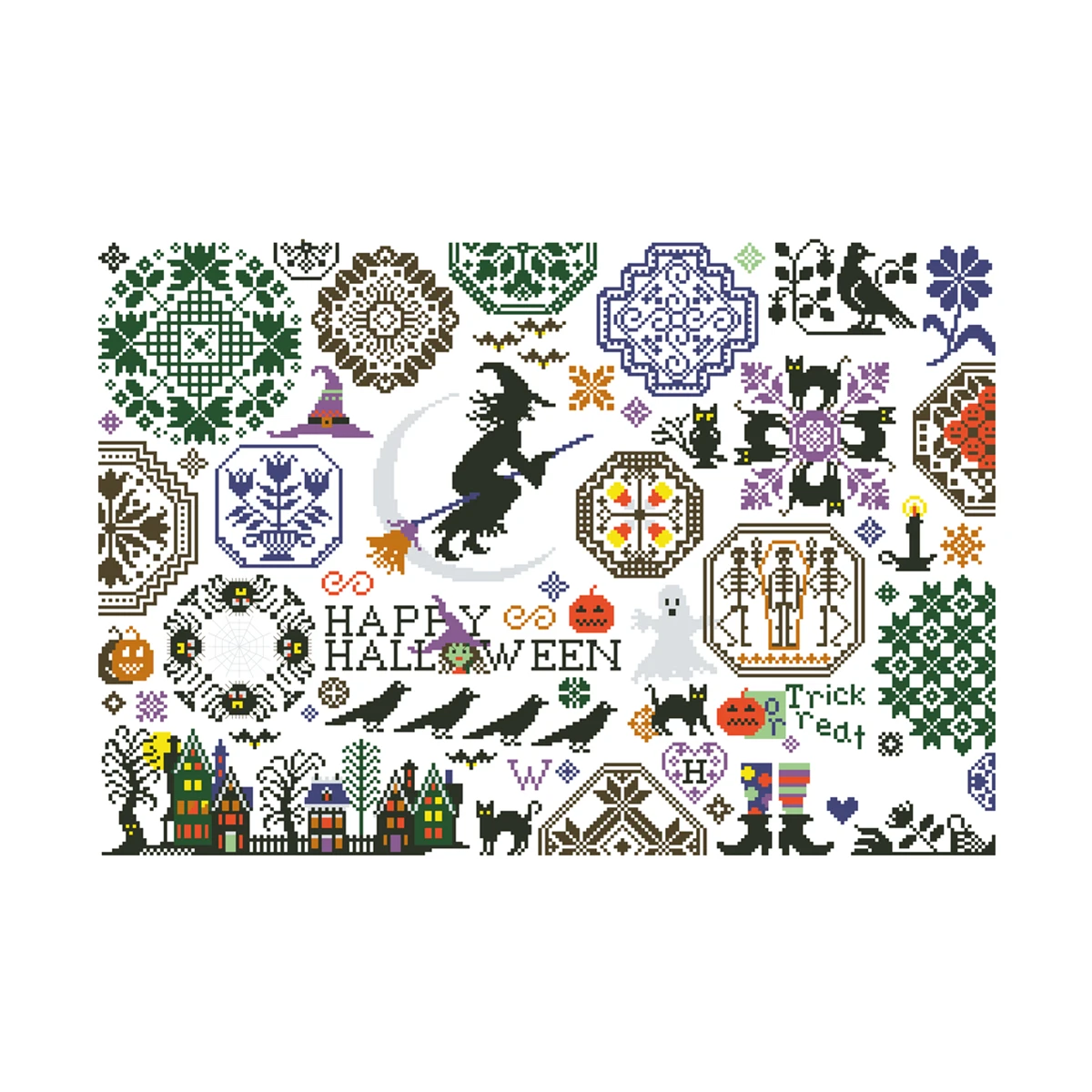 Halloween night cross stitch kit cartoon 18ct 14ct 11ct unprint white canvas stitching embroidery DIY