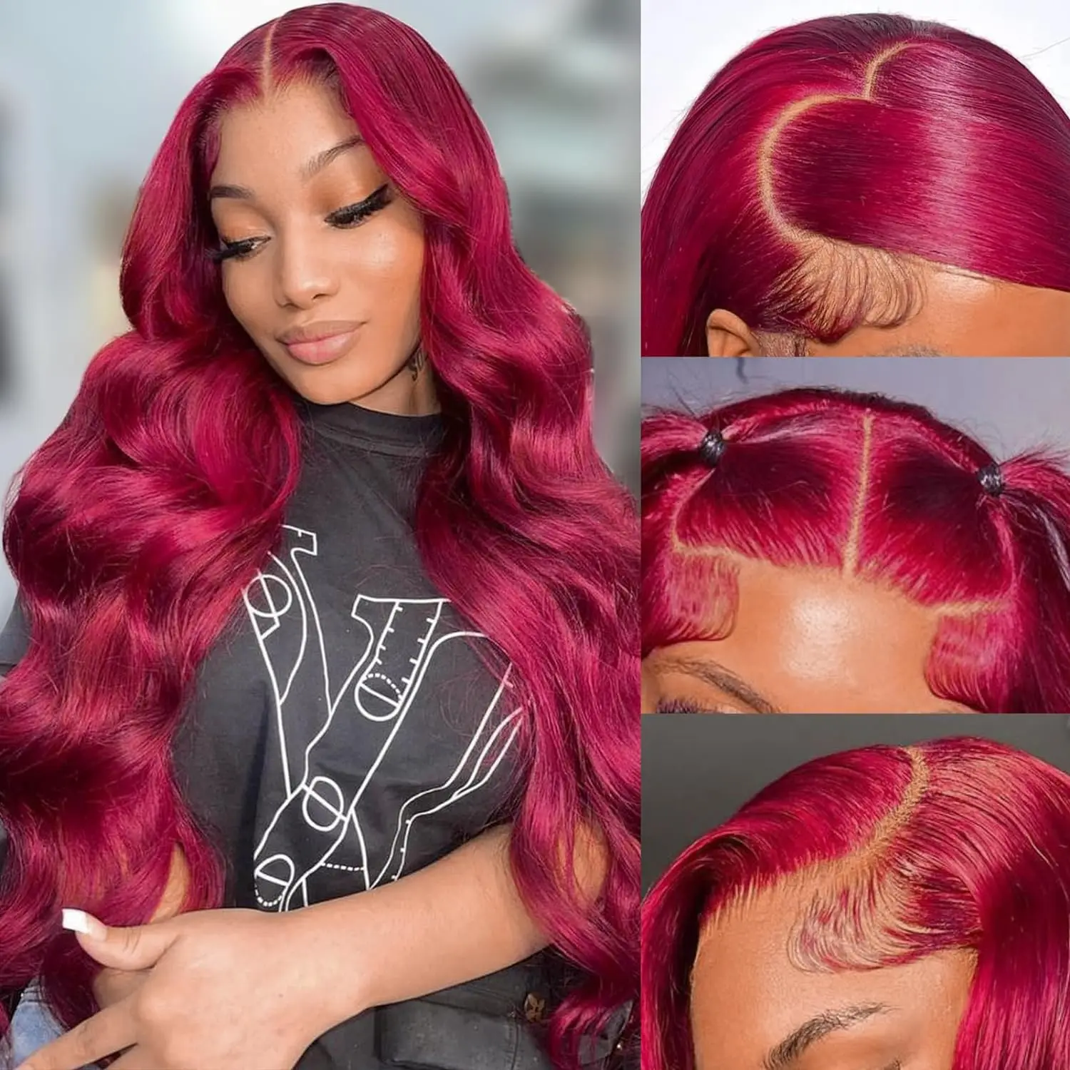 Burgundy 99J Body Wave 13x6 HD Lace Front Wig Red Colored Transparent Lace Frontal Wig Remy Brazilian Human Hair For Black Women