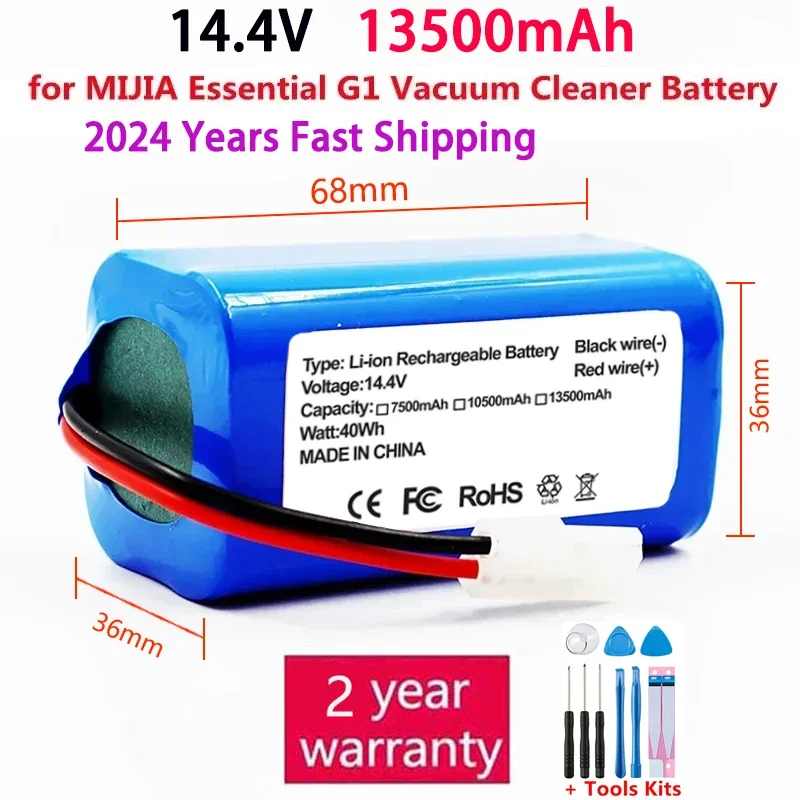 Original 14.4V 7500mAh Li-ion Battery for Xiaomi MIJIA MI Robot Vacuum-Mop Essential G1 MJSTG1 Vacuum Cleaner 18650 Battery Pack