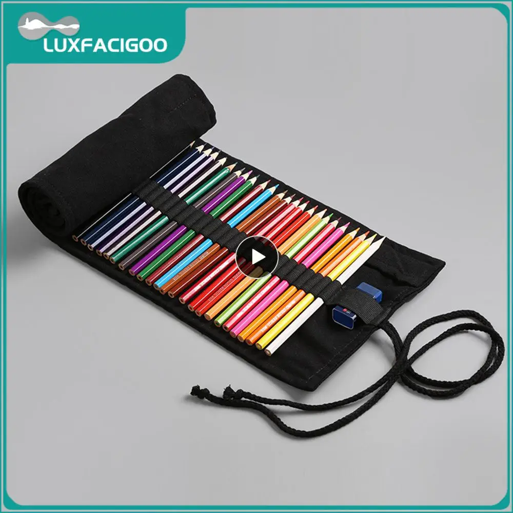 Astuccio per matite 12 fori risparmia spazio materiale su tela filo rigido presa elastica scatola di cancelleria nera ha molti usi borsa di immagazzinaggio