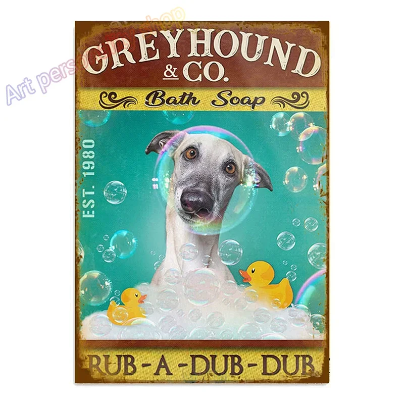 Italian Greyhound Dog Pet Coffee Bar Dog Coffee House Vintage Plaque Poster Tin Sign Wall Decor Hanging Metal Decoration 8x12in