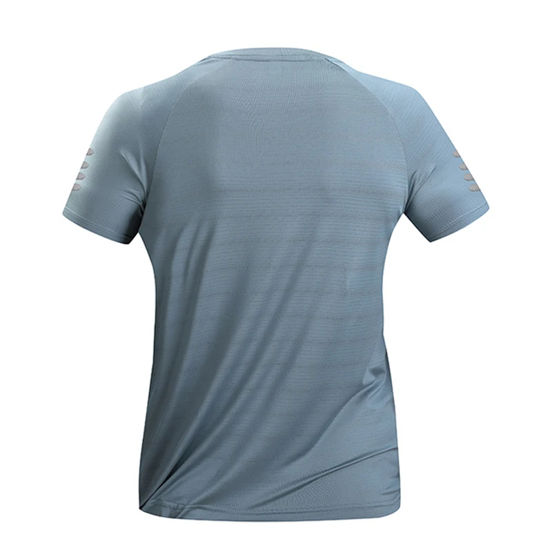 Chrlck camiseta de corrida masculina verão gelo seda fina superior impressão reflexiva secagem rápida manga curta respirável camisetas de fitness