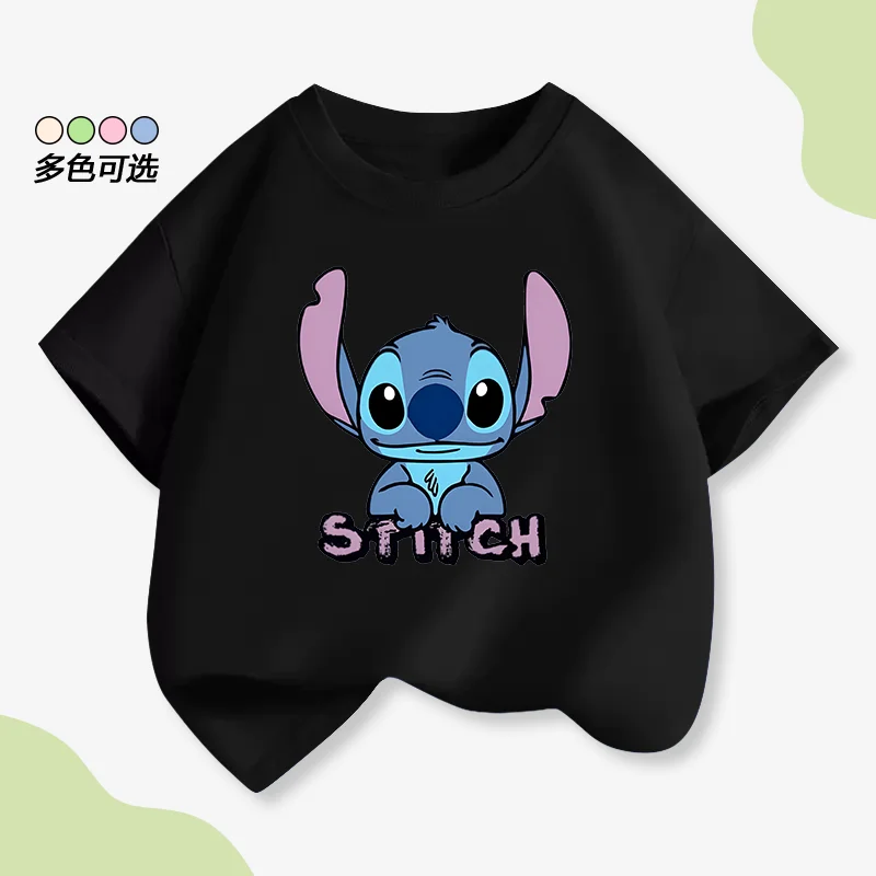 

Disney Stitch Collaboration Short-sleeved T-shirt Boys and Children, Summer Cartoon Star Baby Merchandise Parent-child Clothing