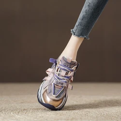 High on Platform Casual Dad Shoes for Women Purple Stylish Y2k Fashion Comfortable and Elegant Korean Walking A H Woman Footwear