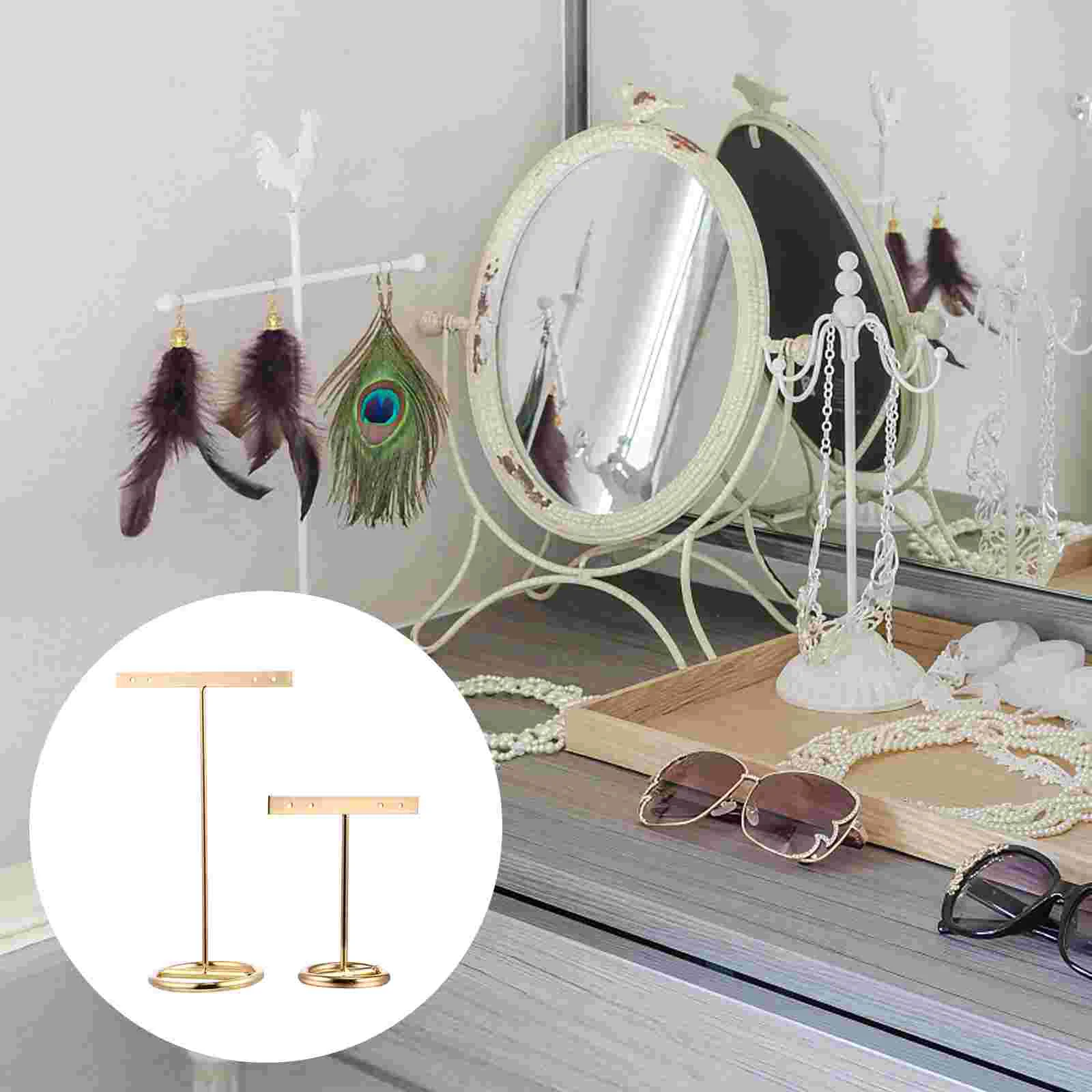 

2 Pcs Metal Display Stand Shelves Shelf Ear Earring Racks Decorative Holders Hair Brackets Jewelry