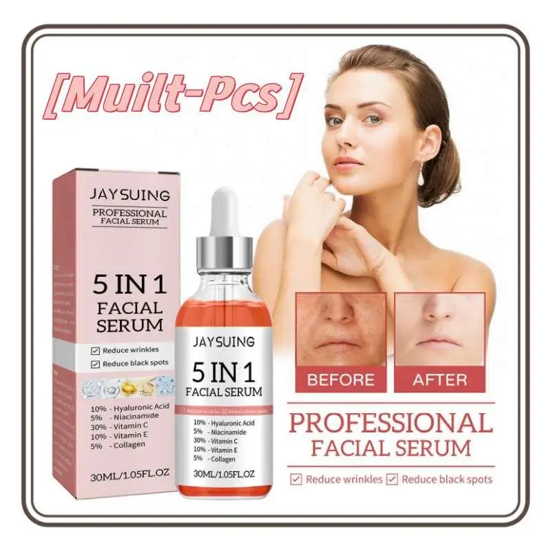 

Jaysuing 5 In 1 Facial Serum Contains Hyaluronic Acid Collagen Niacinamide Vitamin C & E For Anti Wrinkle Fade Spots 30ml