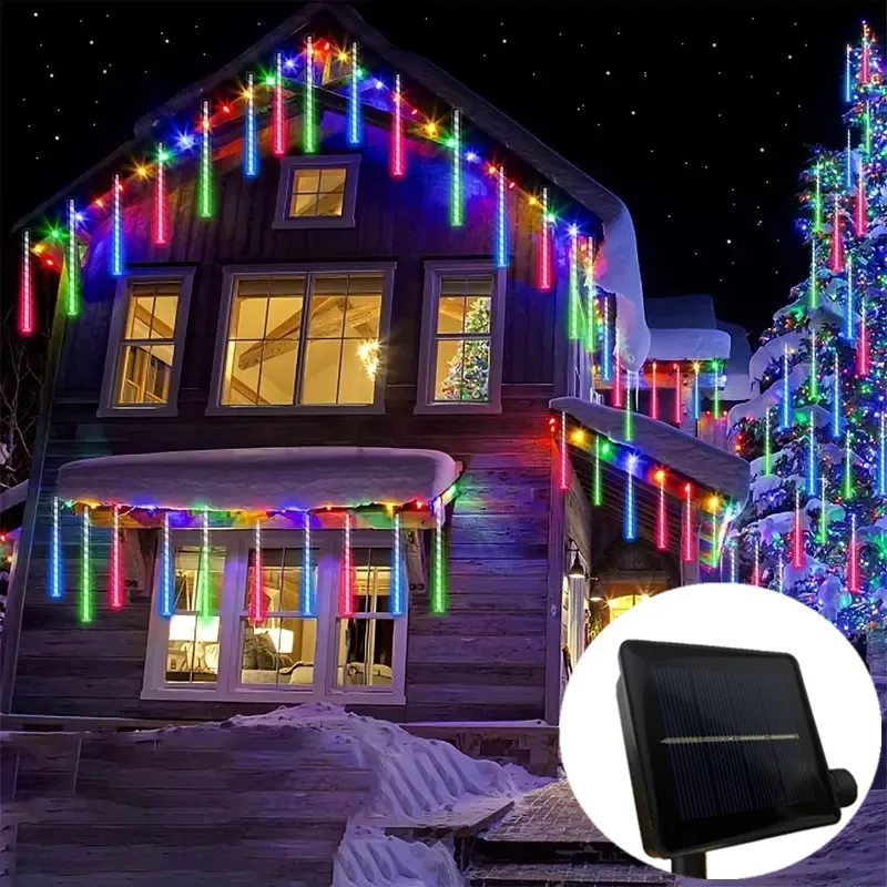 LED Weihnachts feiertag Lichterkette Girlanden für Hochzeit Garten dekoration 30/50cm 8 Röhren Lichterkette Solar Meteorsc hauer Licht