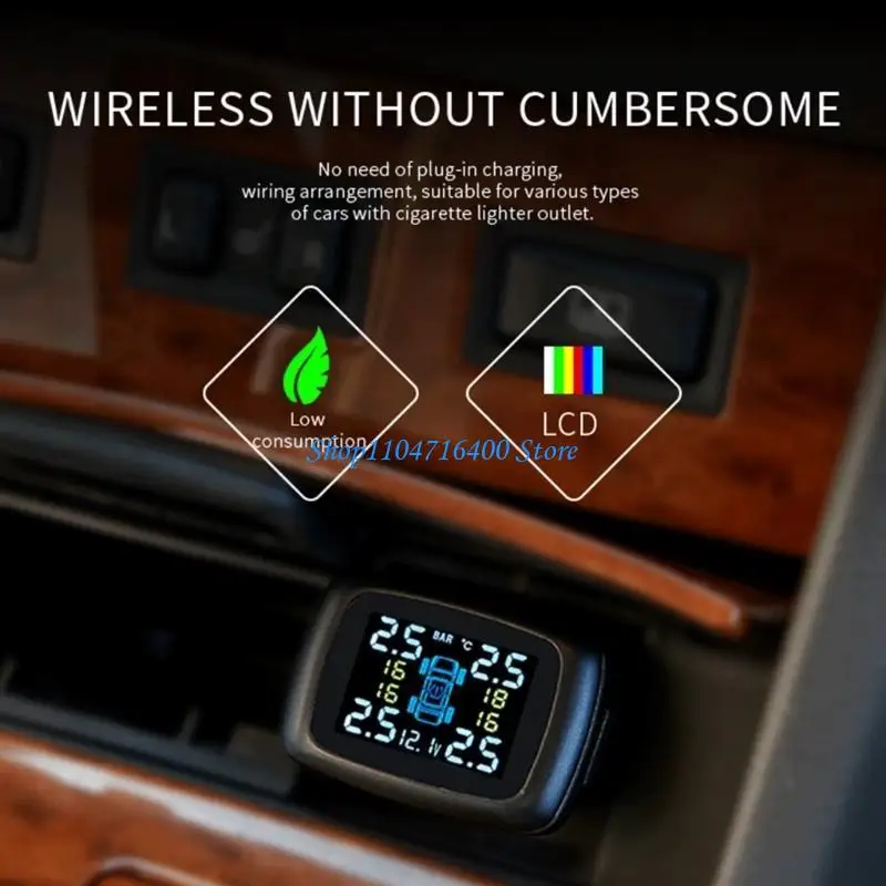 

y1gd Car Wireless TPMS Tire Pressure Monitoring System-LED Real-time Display 0-3.5Bar