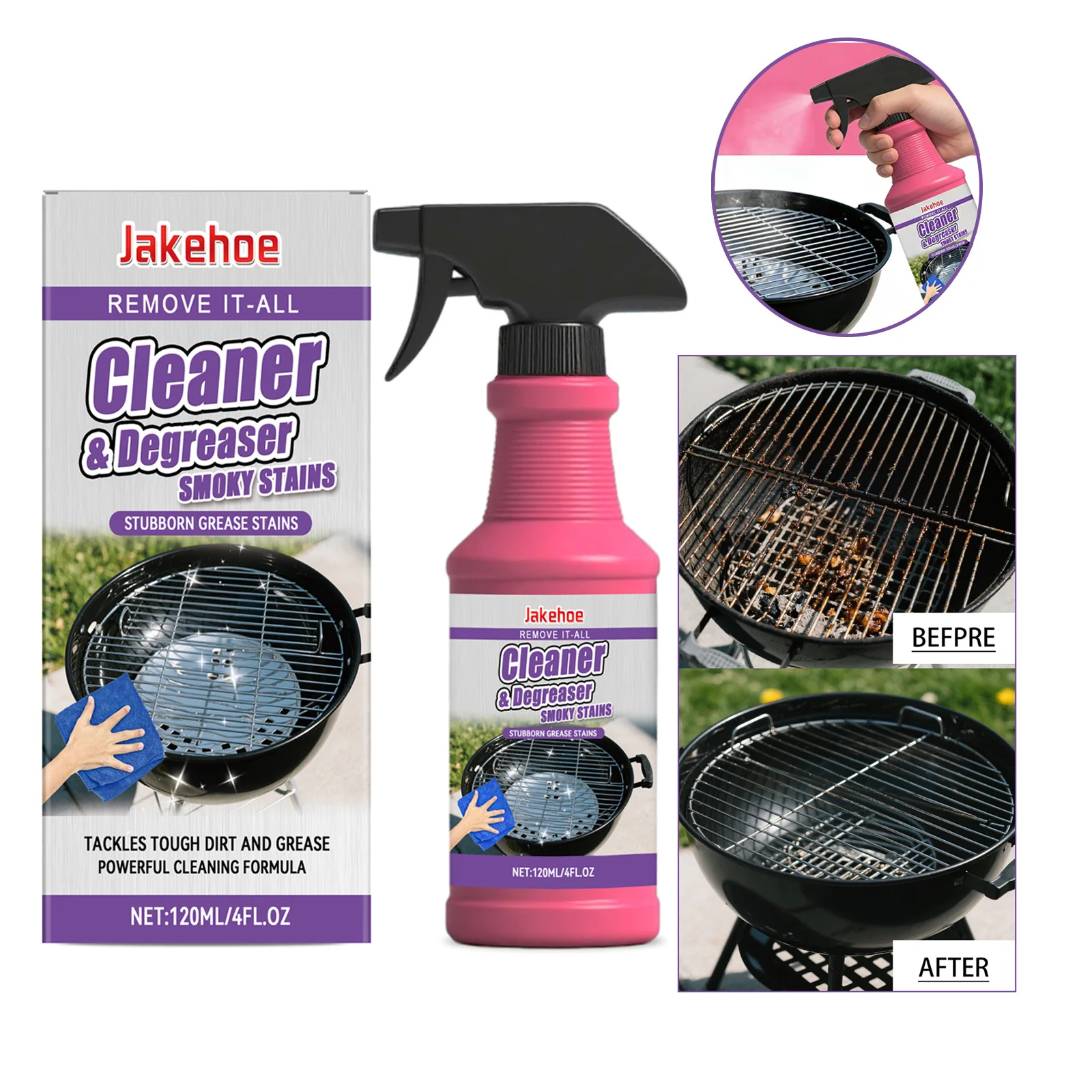 Commercial Kitchen Grease Cleaner - Spray do czyszczenia grilla i usuwania