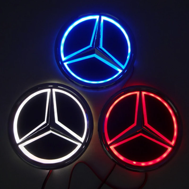 9.5cm 5D LED Light Car Badge Rear Trunk Emblem Accessories for Mercedes Benz S350 S300L S A B C E Class GLA GLK 2021 2019 2015