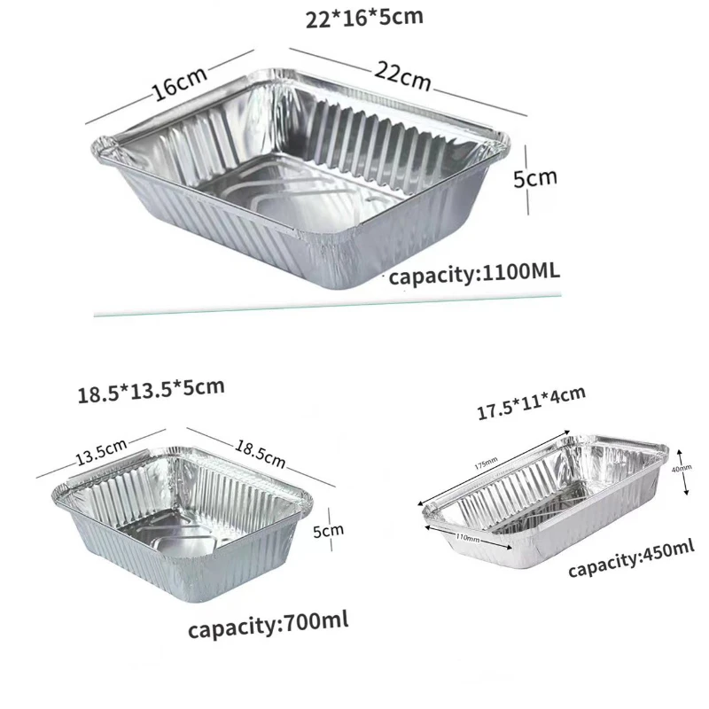 20pcs Disposable Aluminium Foil Trays(Without Lid), Various Sizes, Food Container,  For Cooking, Heating, Baking ,And Takeout