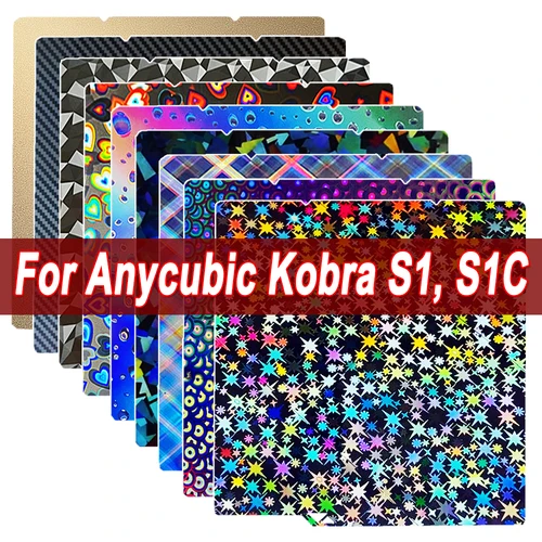 Para Anycubic Kobra S1 placa de construcción impresión de doble cara PEO PET PEY PEI hoja de acero de resorte cama caliente para Anycubic Kobra S1 Combo