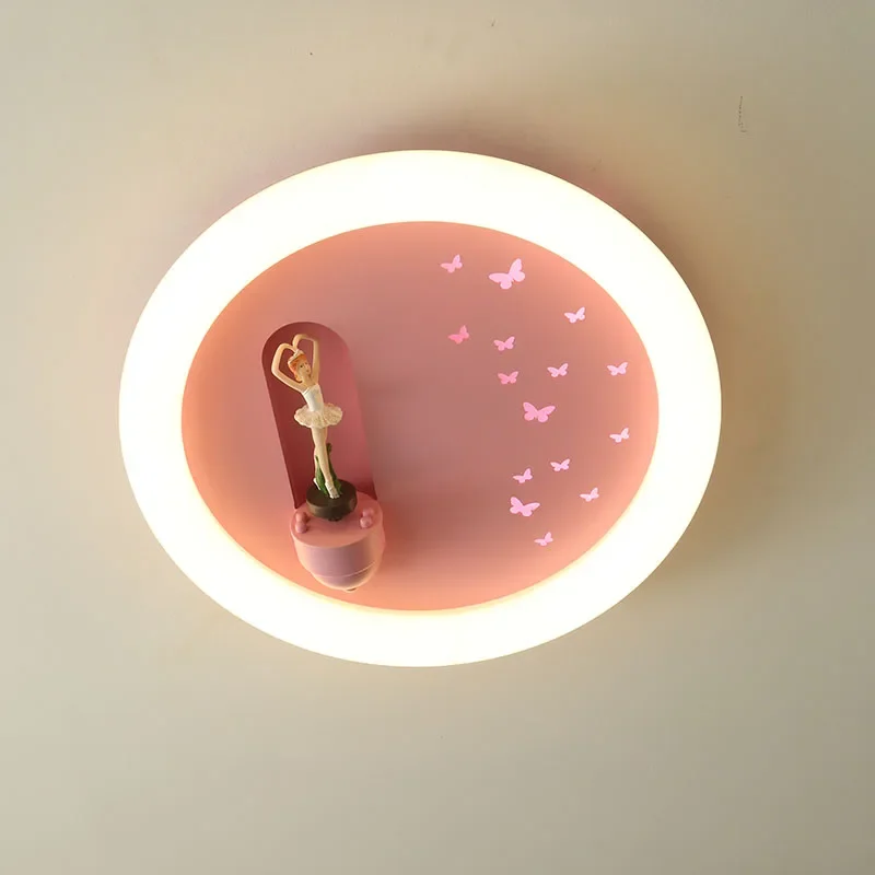 Rotating ballet children's room ceiling lamp rotatable bedroom lamp LED with Bluetooth cartoon lamp circular simple lamp