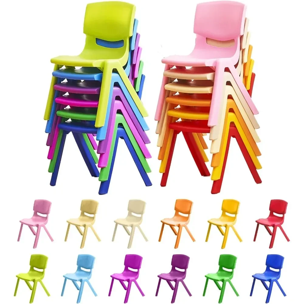 

Stackable School Chairs, Colorful Kids Plastic Chair for Toddlers with 12'' Seat, Kids Flexible Seating