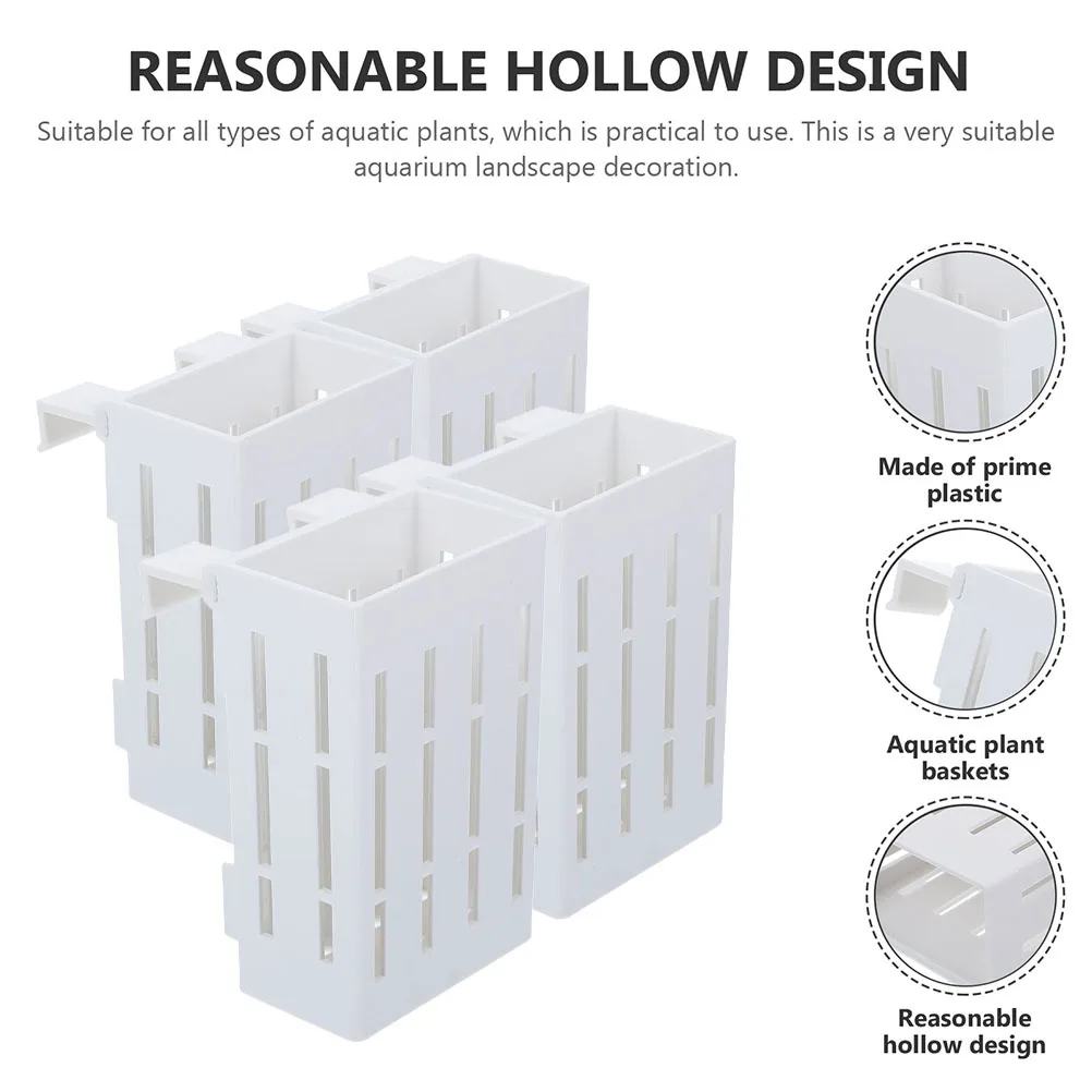 

Hanging Aquatic Plant Holder 4Pcs Aquarium Plant Pots with Drainage Holes Emersed Plant Growing Tank Decor Accessories