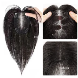 9x14cm  Summer Breathable Human Hair Topper Swiss Lace Natural Hairline Toupee with Clips in Hand Tied Swiss Lace Hairpiece