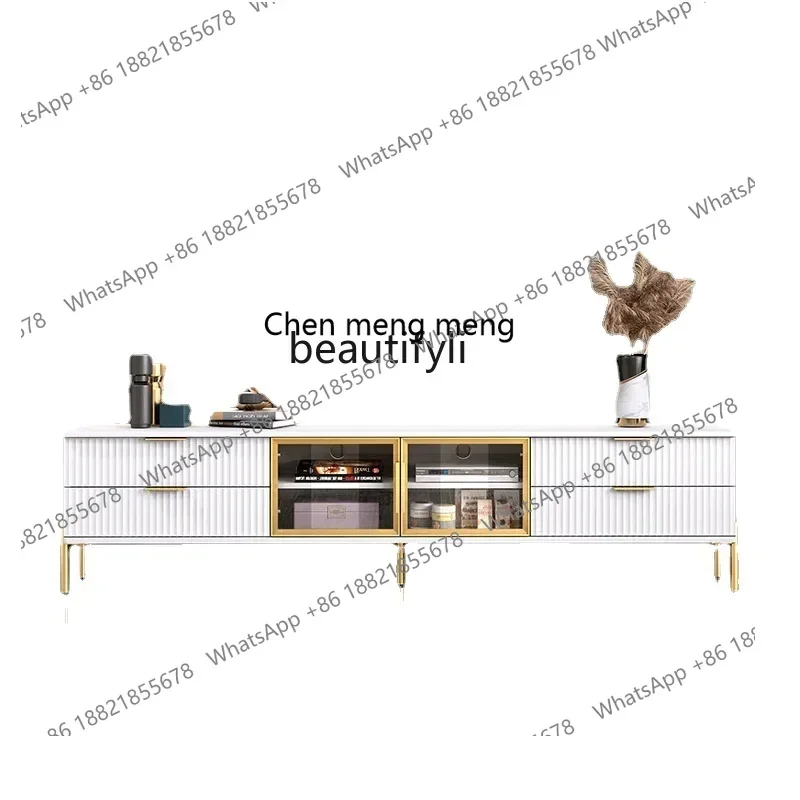 New Arrivals Light Luxury Ultra-Thin TV Cabinet Modern Minimalist North High Cabinet Glass Floor Cabinet S8350