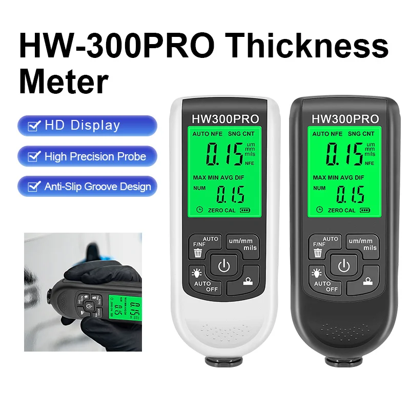 Medidor de espesor de pintura de revestimiento de coche Digital de HW-300PRO para coches, medidor de espesor de película de pintura en polvo, herramienta de pintura Manual